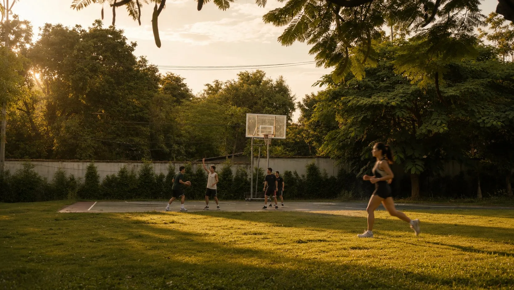 Sunset basketball on the community court