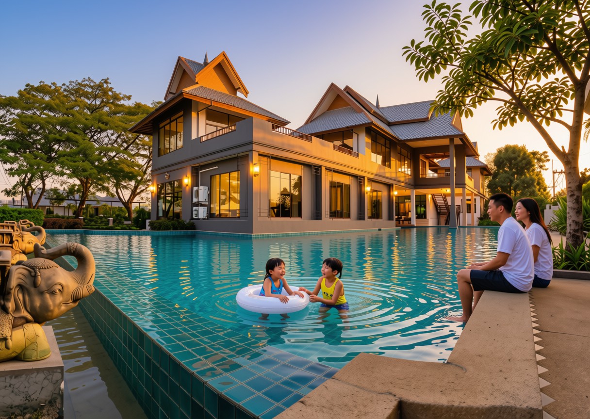 The resort-style swimming pool